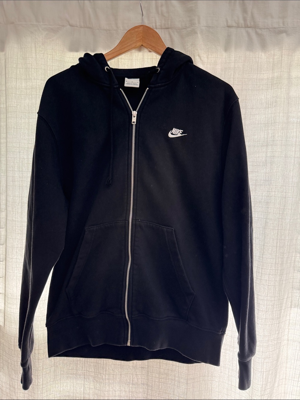 Nike Black Full-Zip Hooded Sweatshirt with White Logo